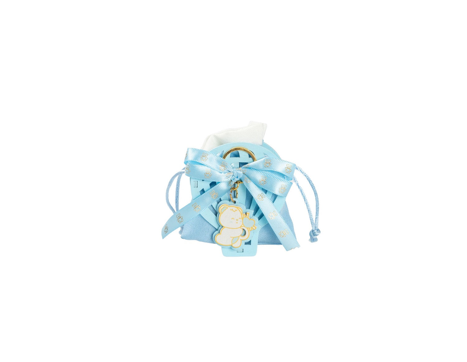 Set scatolina celeste porta confetti da 5 pz con mongolfiera bomboniera per nascita, battesimo, Harmony S3189L