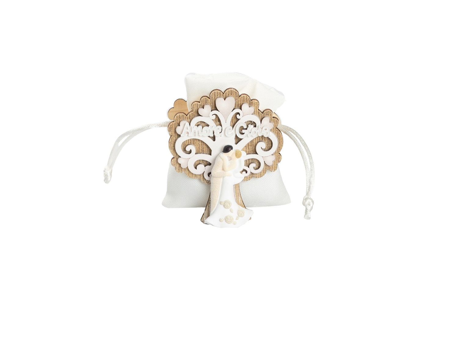 Set sacchettino porta confetti da 5 pz sposi bomboniera per matrimonio, Harmony S3201L