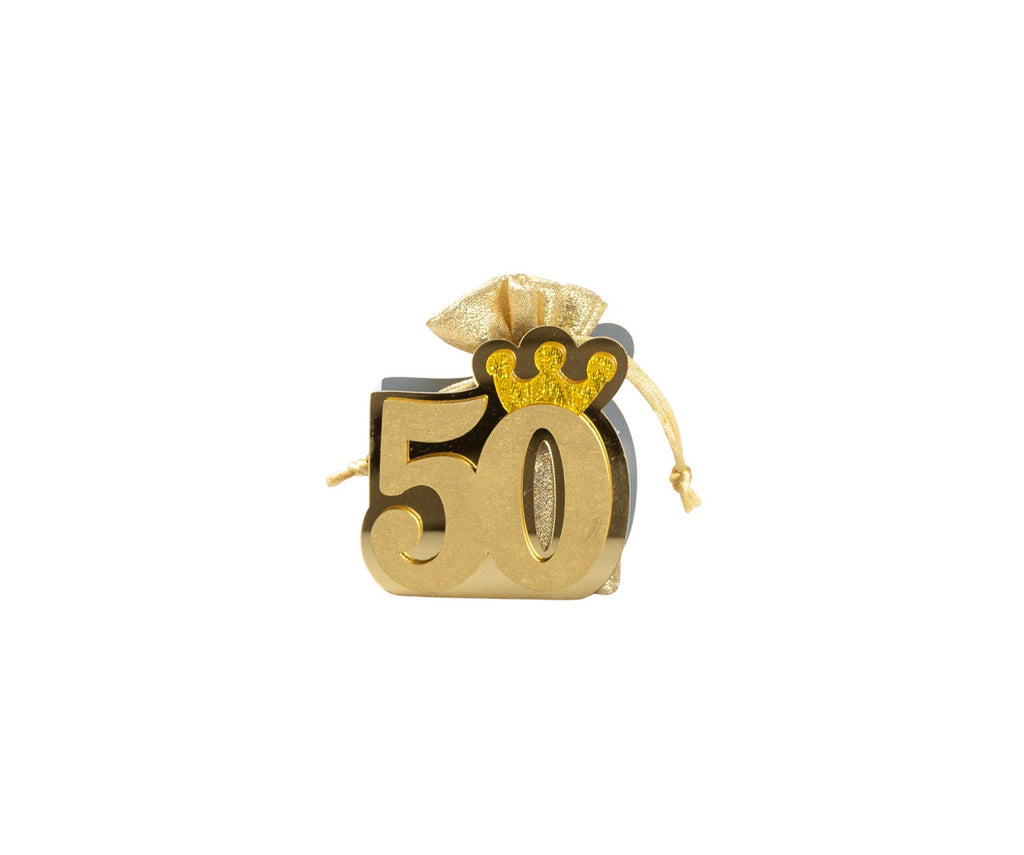 Set sacchetto porta confetti da 5 pz bomboniera per nozze d'oro, cinquantesimo, Harmony S3204L
