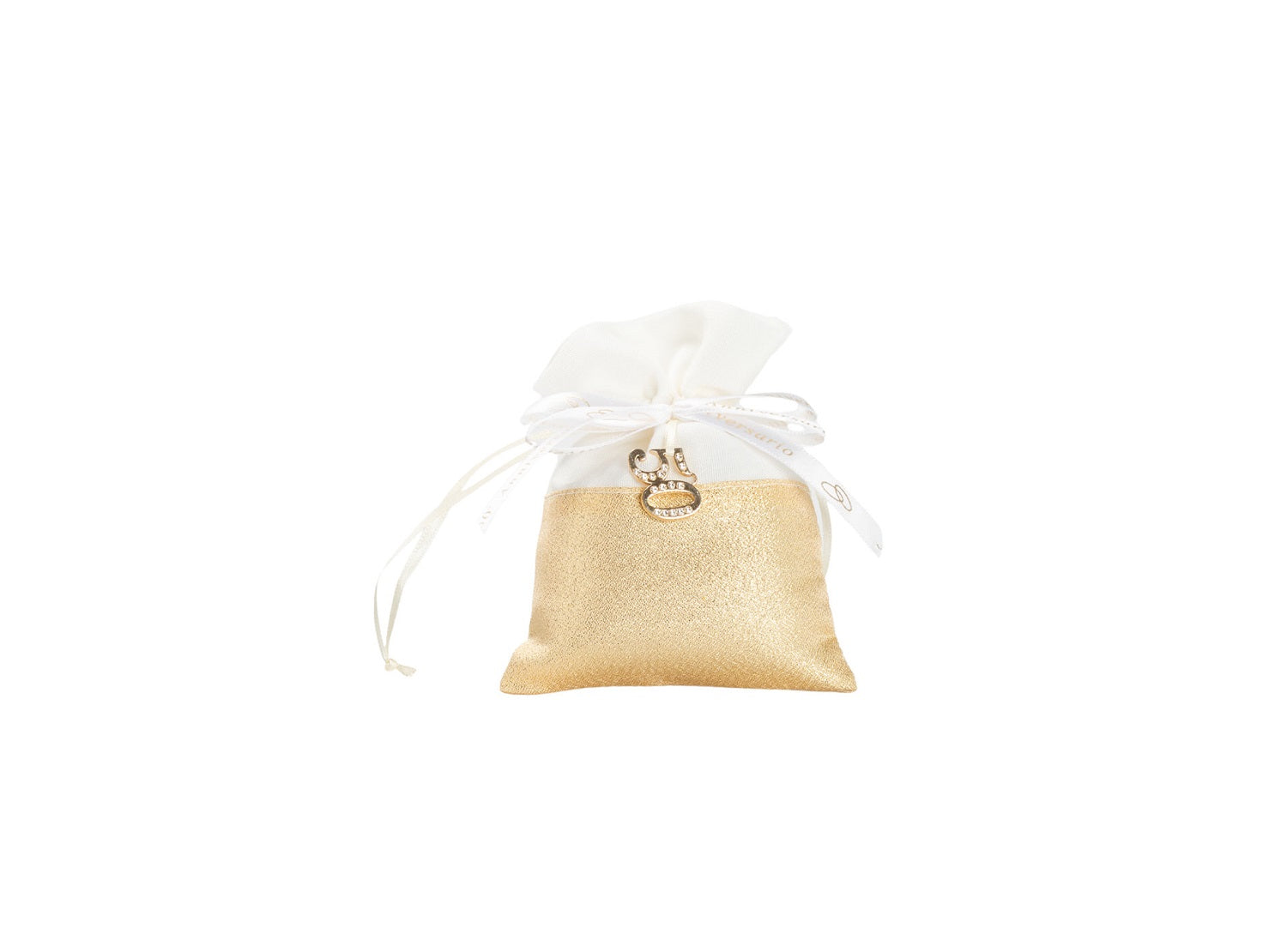 Set sacchetto bianco e oro porta confetti da 5 pz bomboniera per nozze d'oro, cinquantesimo, Harmony S3224A