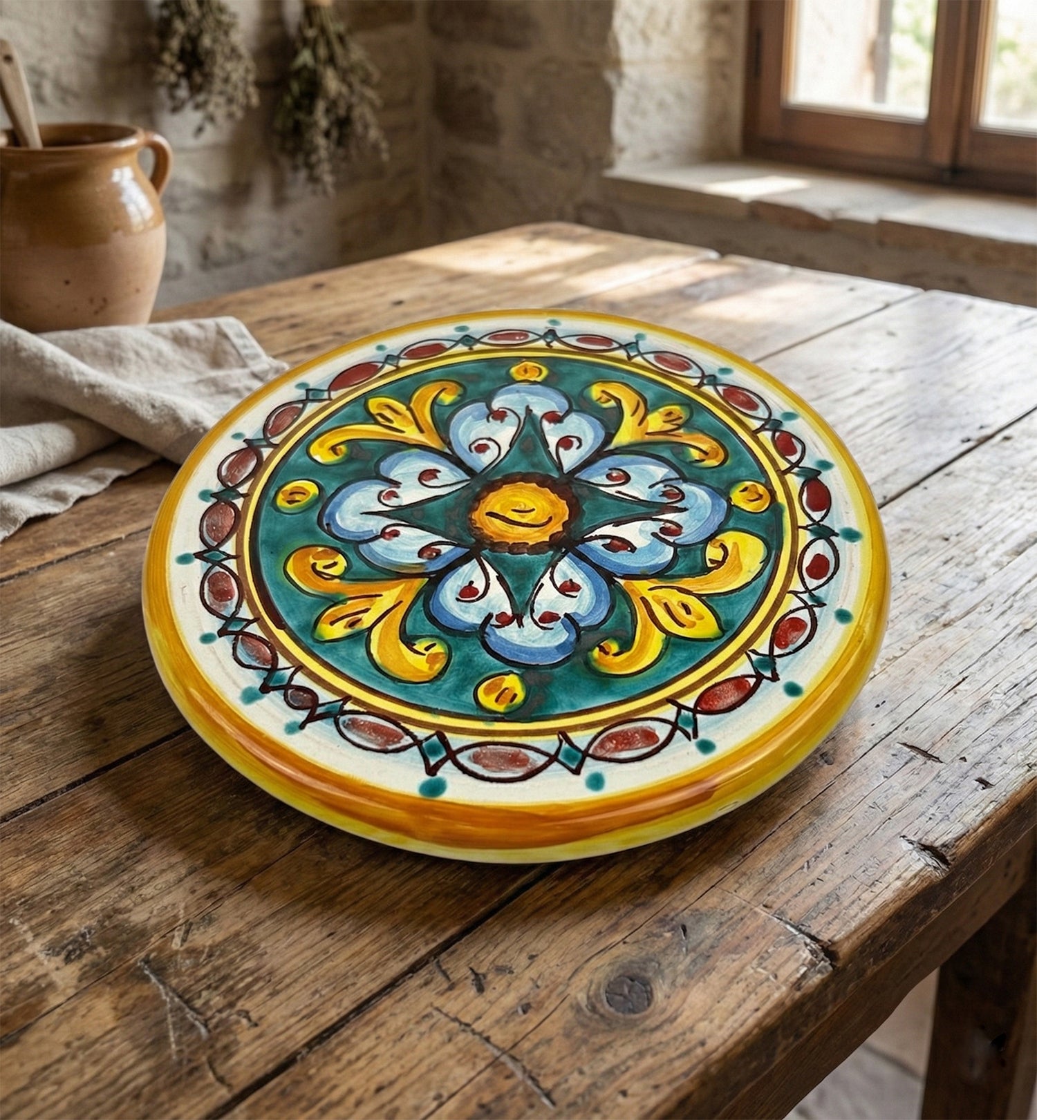 Sottopentola in ceramica decorata a mano da ceramisti siciliani gomes art 19