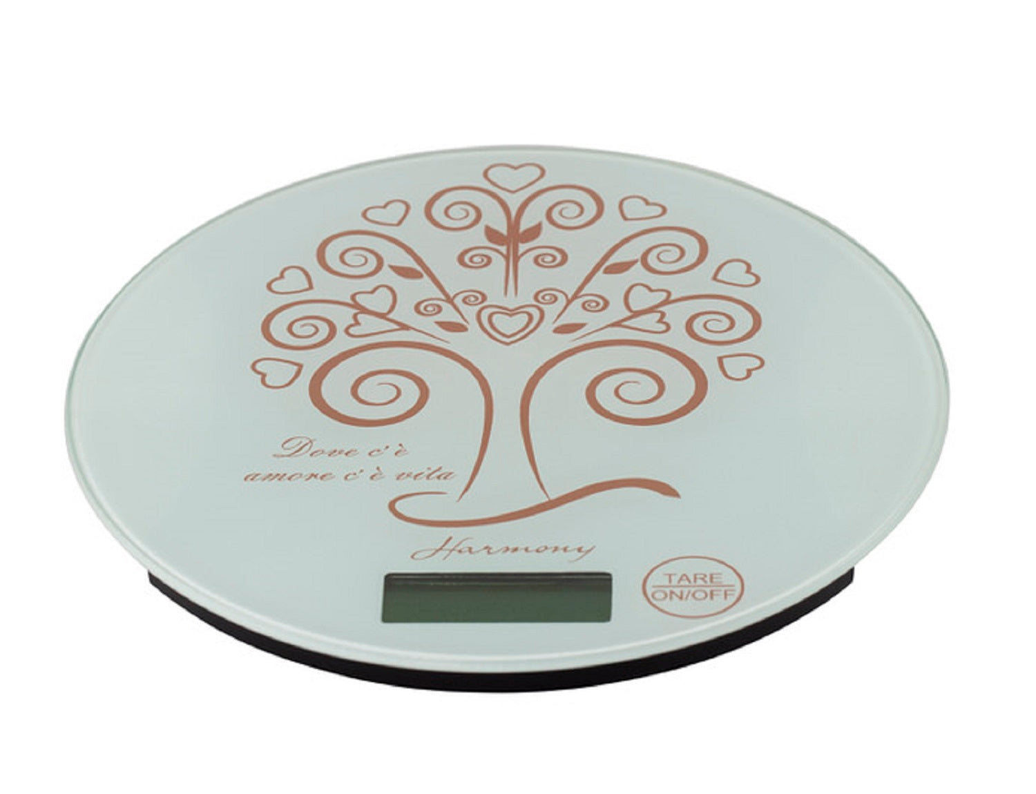 Bomboniera matrimonio bilancia da cucina rotonda con decoro albero della vita harmony SNVT22178