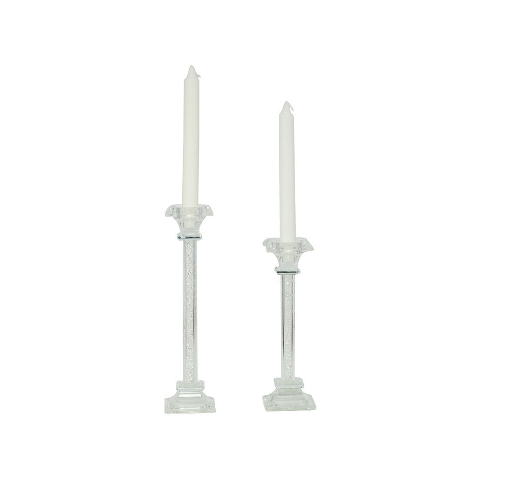 Bomboniera matrimonio coppia porta candela in cristallo con glitter bianco harmony SNVT23032