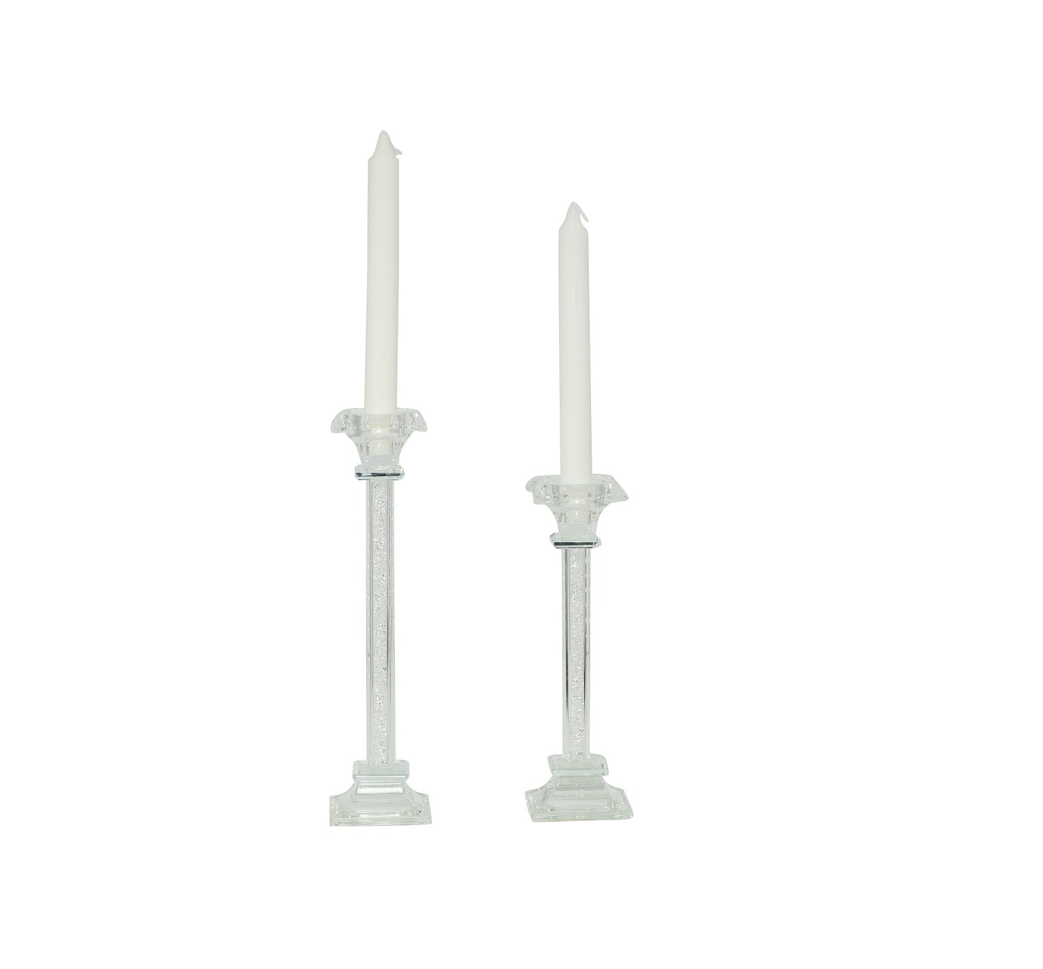 Bomboniera matrimonio coppia porta candela in cristallo con glitter bianco harmony SNVT23032