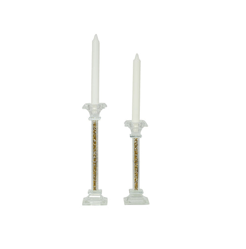 Bomboniera matrimonio coppia porta candela in cristallo con glitter oro harmony SNVT23033