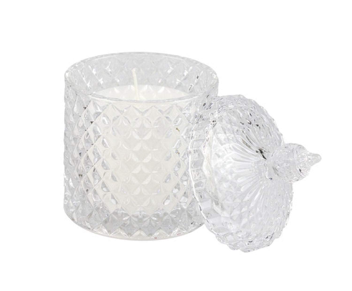 Bomboniera matrimonio scatola in vetro diamantato media con candela profumata harmony SNVT23253