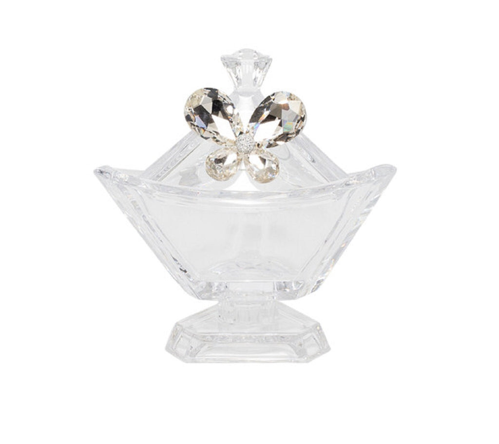Bomboniera matrimonio scatola triangolare in vetro con decorazione farfalla in cristallo harmony SNVT23271