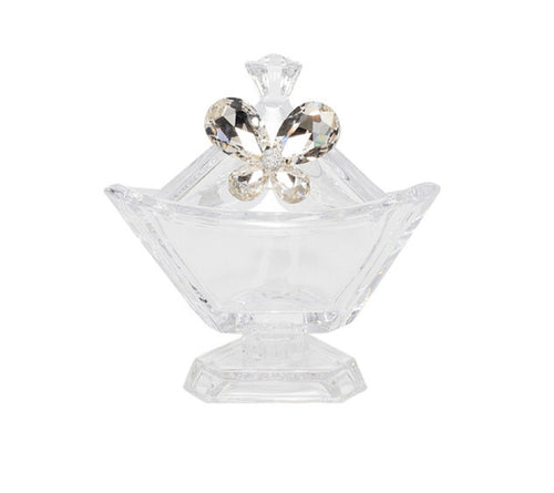 Bomboniera matrimonio scatola triangolare in vetro con decorazione farfalla in cristallo harmony SNVT23271