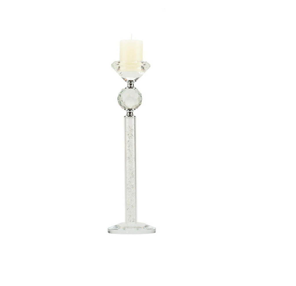 Bomboniera matrimonio set da due porta candele in cristallo decorati con glitter bianco harmony SNVT24027