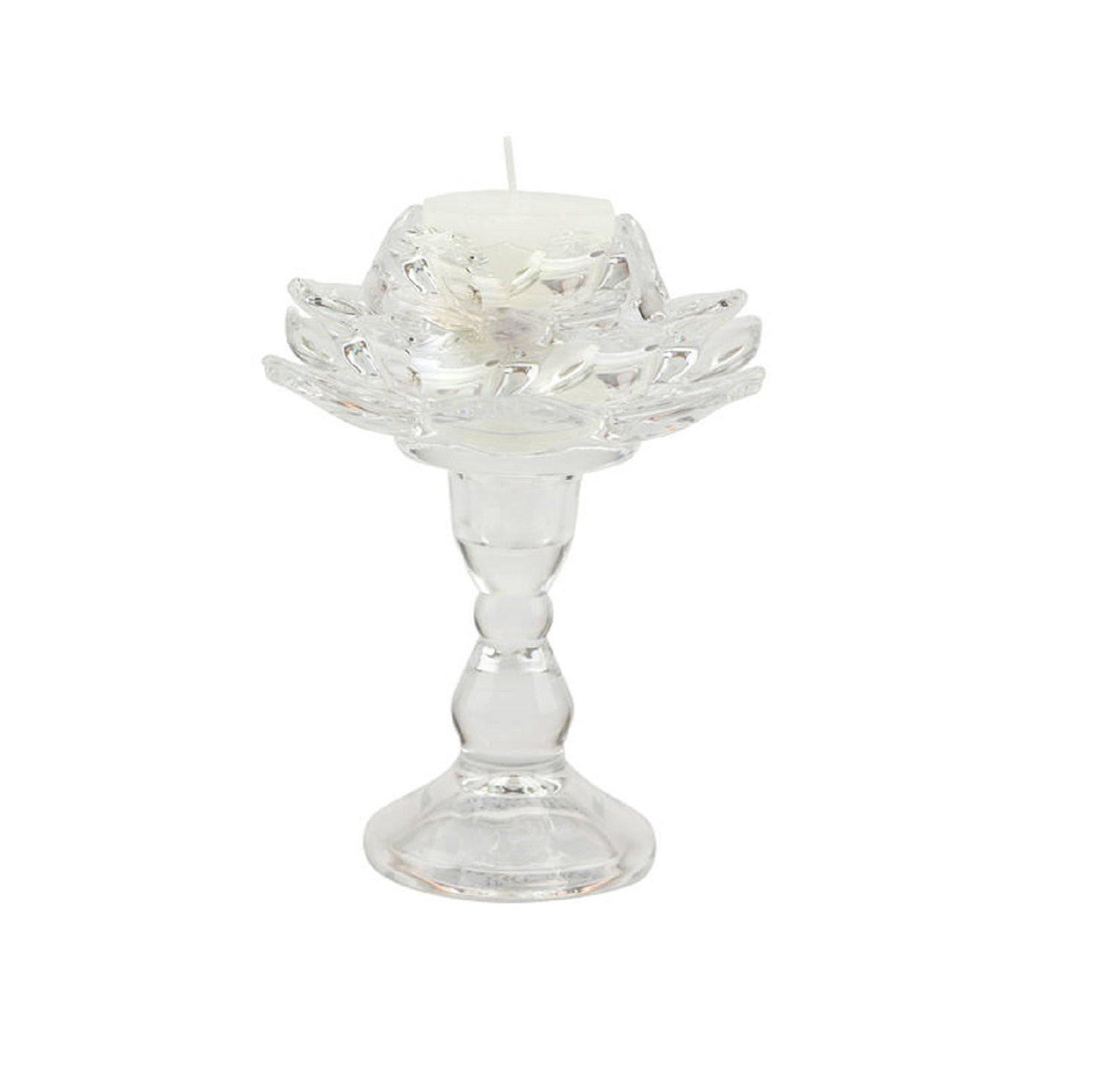 Bomboniera matrimonio elegante porta candela in vetro fiotre di loto harmony SNVT24104