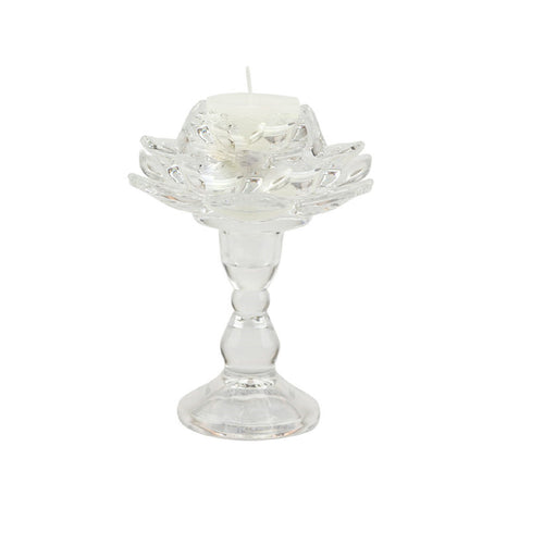 Bomboniera matrimonio elegante porta candela in vetro fiotre di loto harmony SNVT24104