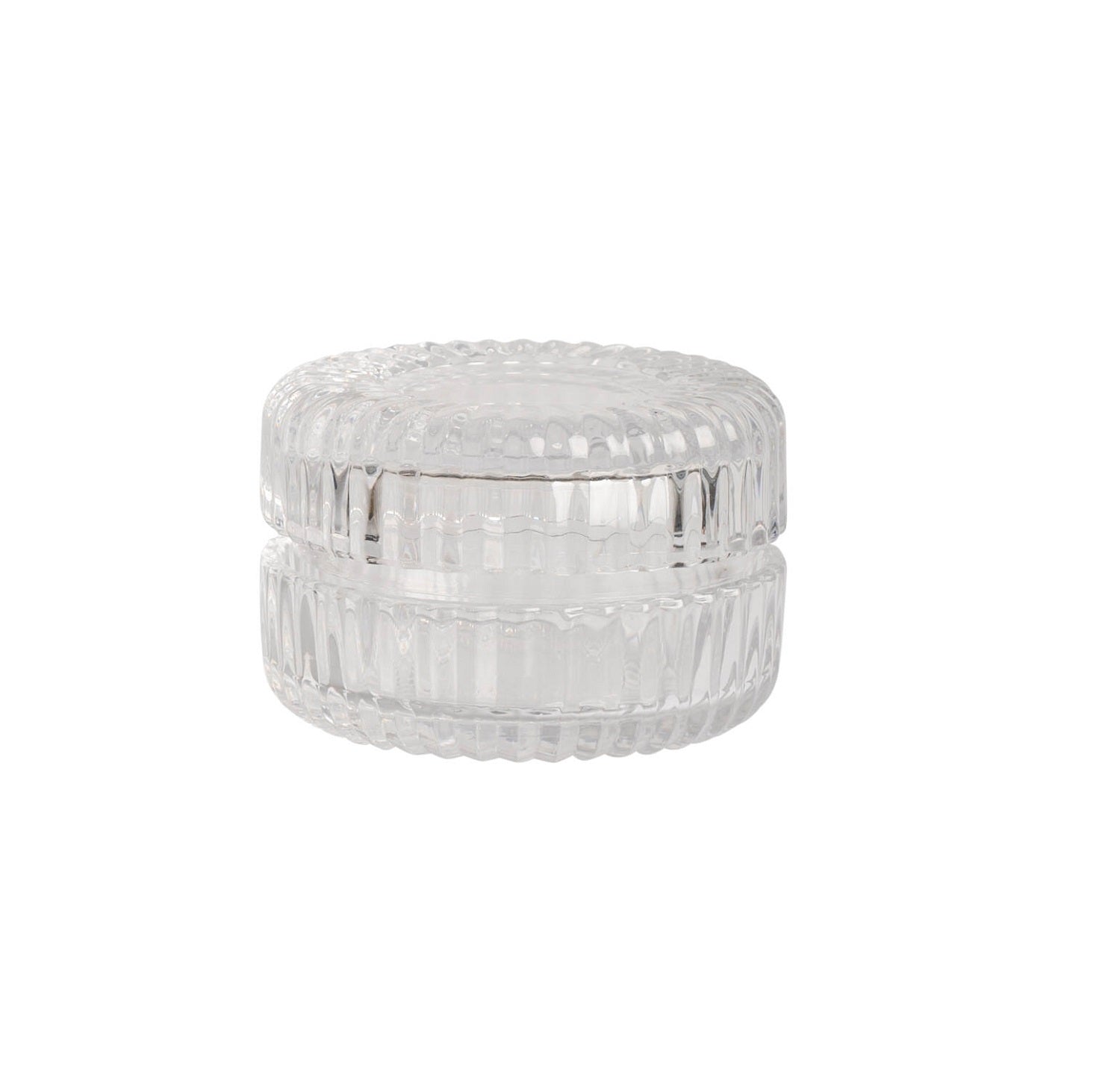 Scatolina in vetro tonda con righe bomboniera per matrimonio, comunione, cresima, Harmony SNVT25037