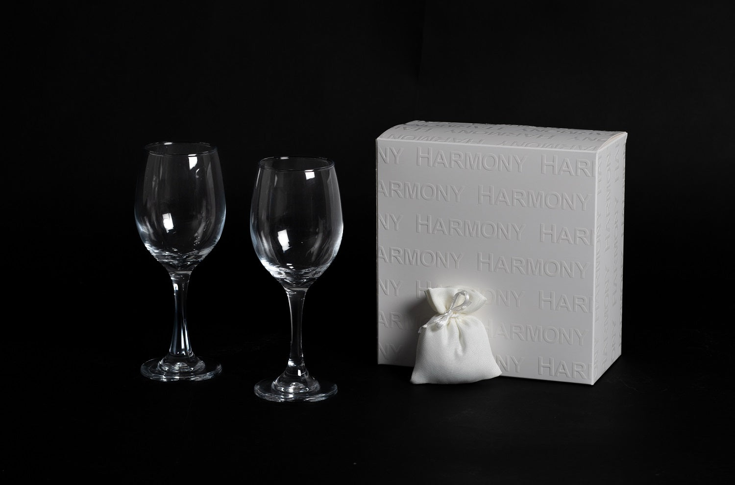 Set coppia calici da vino in cristallo bomboniera per matrimonio, ricorrenze, Harmony SNVT26048