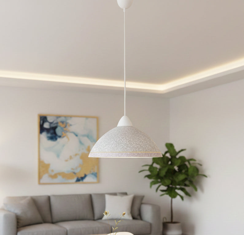 Lampadario a Sospensione Classico in Vetro, 1 Luce, per Cucina, Bagno, Camera, Soggiorno, Scala, Corridoio art. Cupola (ROSA)