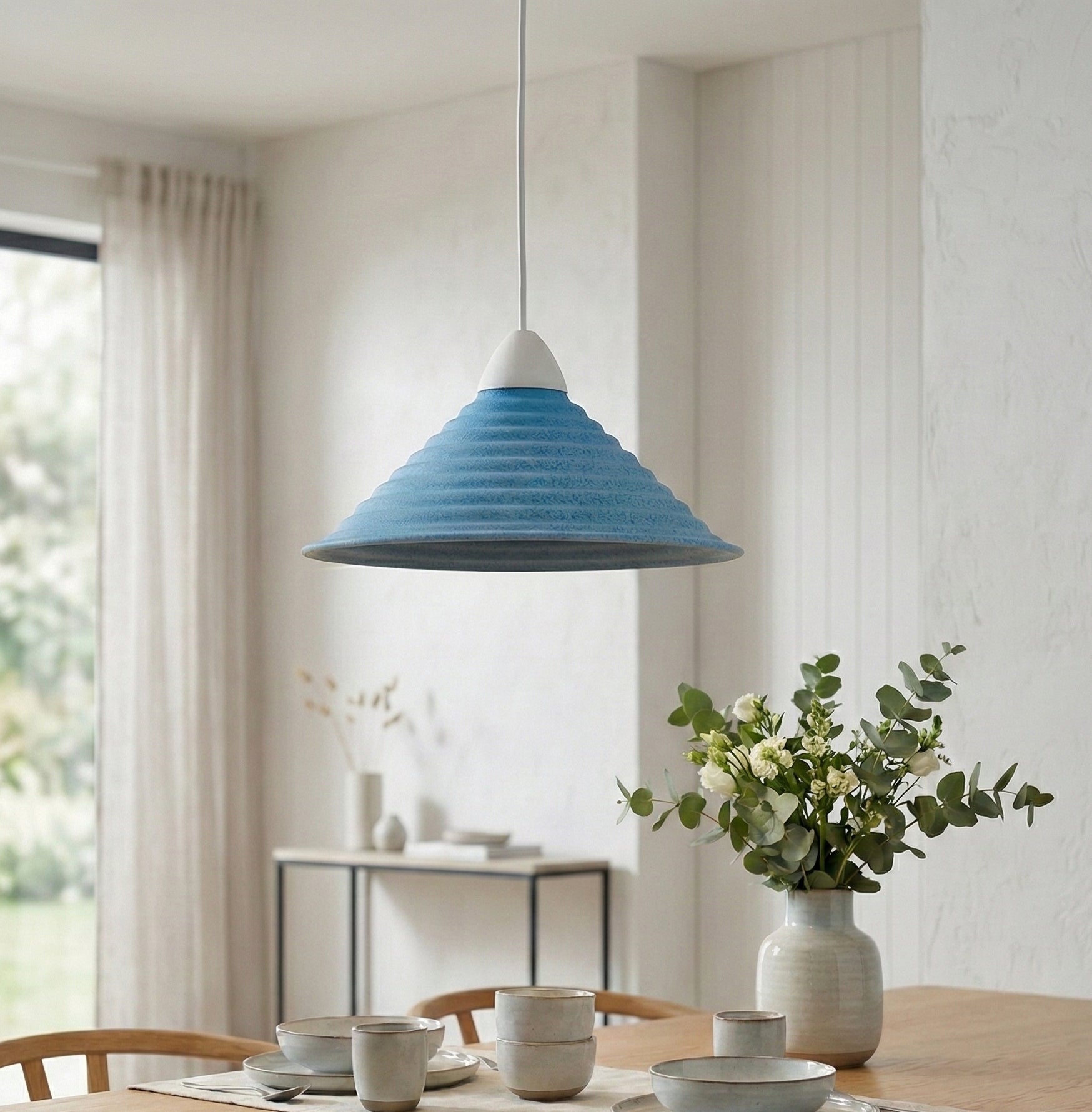 Lampadario a Sospensione Classico in Vetro, 1 Luce, per Cucina, Bagno, Camera, Soggiorno, Scala, Corridoio art. Fiume azzurro