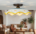 Plafoniera Spot da Soffitto, 1 Luce, Ferro Battuto e Ceramica Siciliana, Cucina, Bagno e Veranda art. gomes