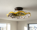 Plafoniera Spot da Soffitto, 1 Luce, Ferro Battuto e Ceramica Siciliana, Cucina, Bagno e Veranda art. candida