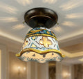 Plafoniera Spot da Soffitto, 1 Luce, Ferro Battuto e Ceramica Siciliana, Cucina, Bagno e Veranda D 15 art. gomes