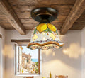 Plafoniera Spot da Soffitto, 1 Luce, Ferro Battuto e Ceramica Siciliana, Cucina, Bagno e Veranda D 15 art. limoni