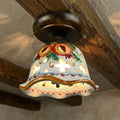 Plafoniera Spot da Soffitto, 1 Luce, Ferro Battuto e Ceramica Siciliana, Cucina, Bagno e Veranda D 15 art. melograno
