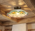 Plafoniera Spot da Soffitto, 1 Luce, Ferro Battuto e Ceramica Siciliana, Cucina, Bagno e Veranda art. melograno