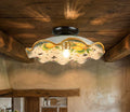 Plafoniera Spot da Soffitto, 1 Luce, Ferro Battuto e Ceramica Siciliana, Cucina, Bagno e Veranda art. limoni