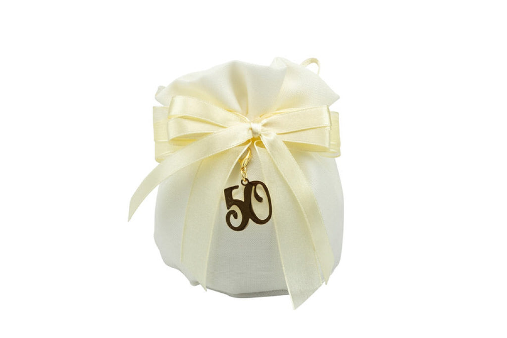 Set sacchetto porta confetti da 5 pz bomboniera per nozze d'oro, cinquantesimo, Harmony STMT24201