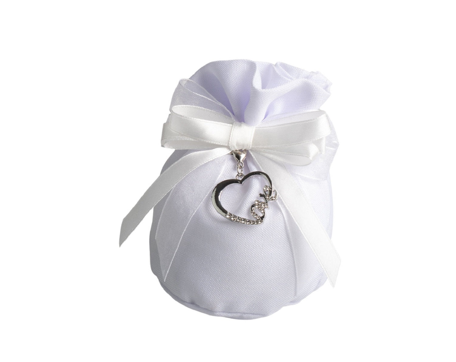 Set sacchetto porta confetti da 5 pz con cuore bomboniera per matrimonio, comunione, cresima, Harmony STMT25262