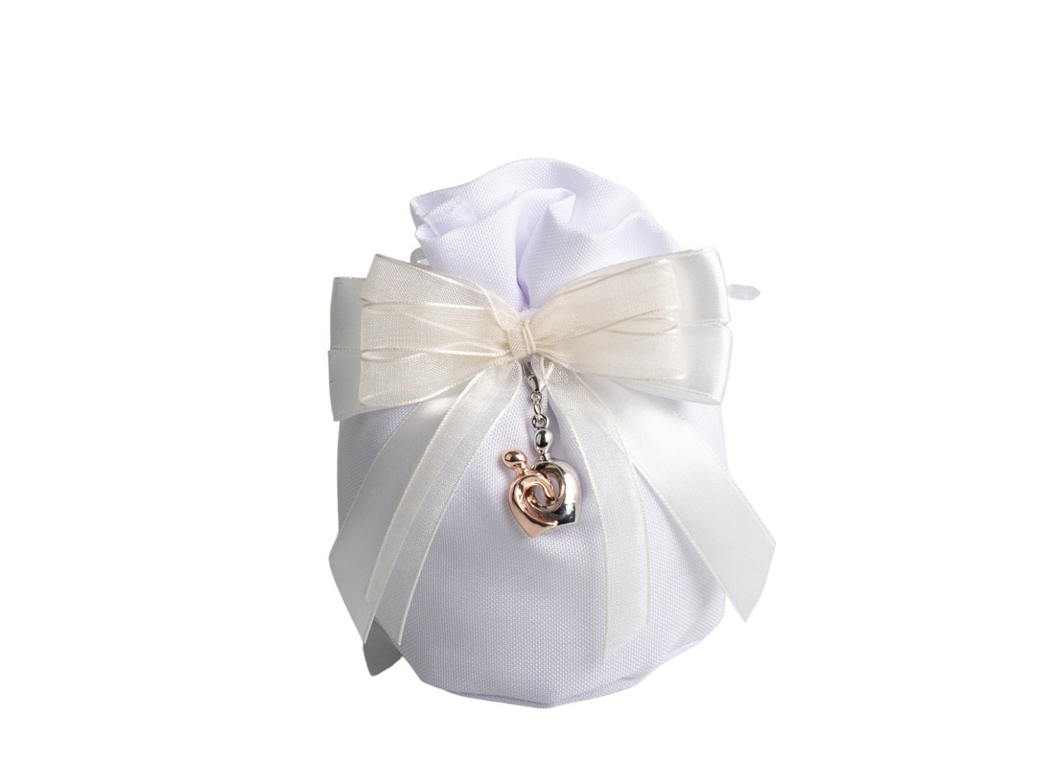 Set sacchetto bianco porta confetti da 5 pz bomboniera per matrimonio, ricorrenze, Harmony STMT25264