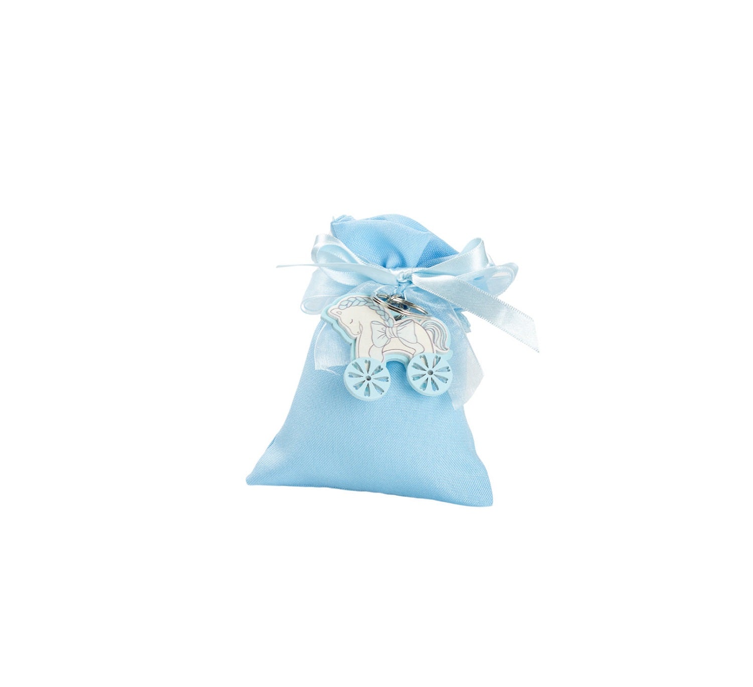 Set sacchetto porta confetti da 5 pz cavalluccio bomboniera per nascita, battesimo, Harmony STNB26088