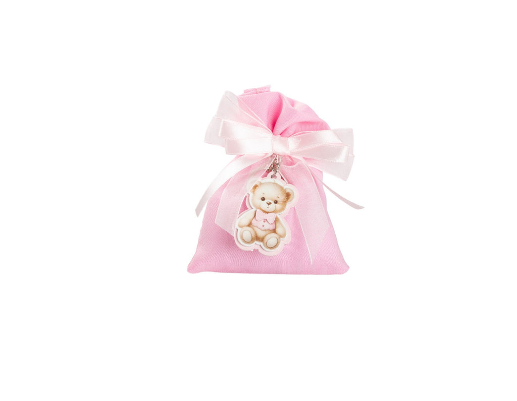 Set sacchettino rosa porta confetti da 5 pz bomboniera per nascita, battesimo, Harmony STNB26091