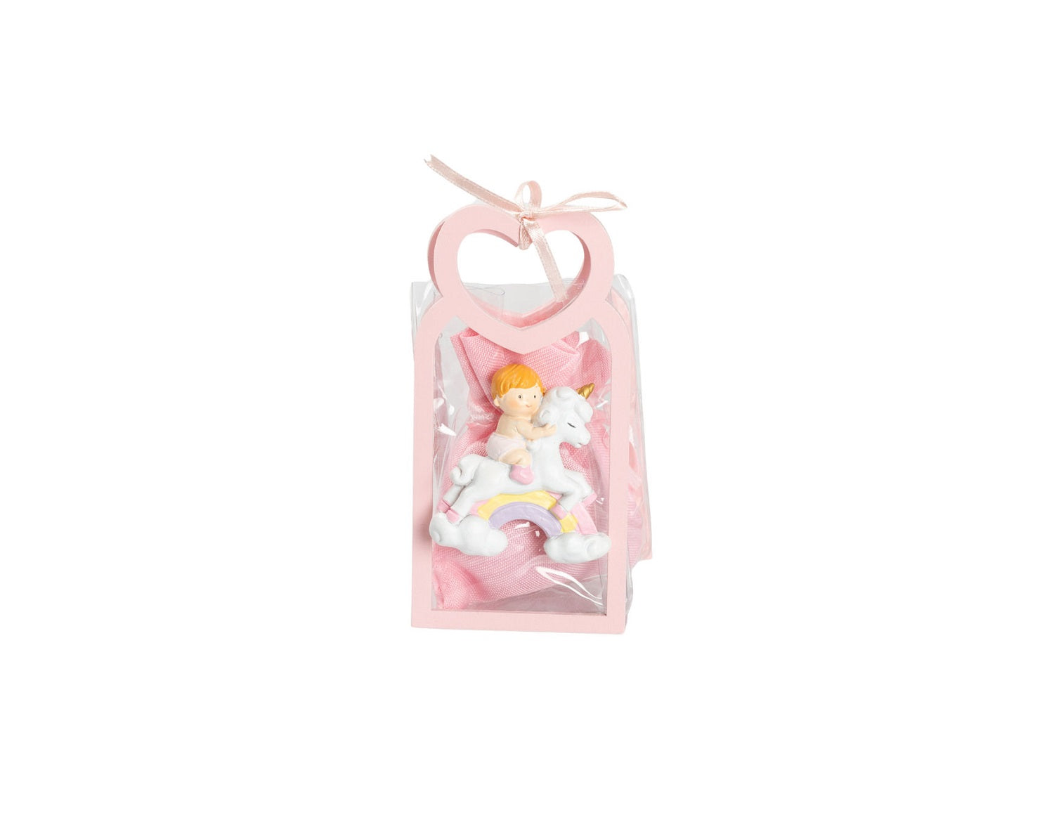 Set borsetta trasparente porta confetti da 5 pz bomboniera per nascita, battesimo, Harmony STNB26101