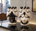 Pair of Sicilian ceramic Moor's heads from Caltagirone h30cm art. grape 
