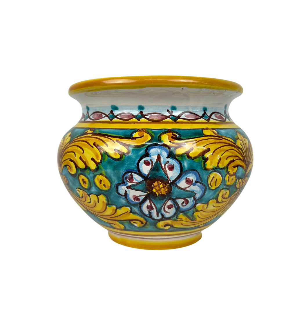 Cachepot vaso in ceramica siciliana realizzato e decorato a mano art. gomes D 15