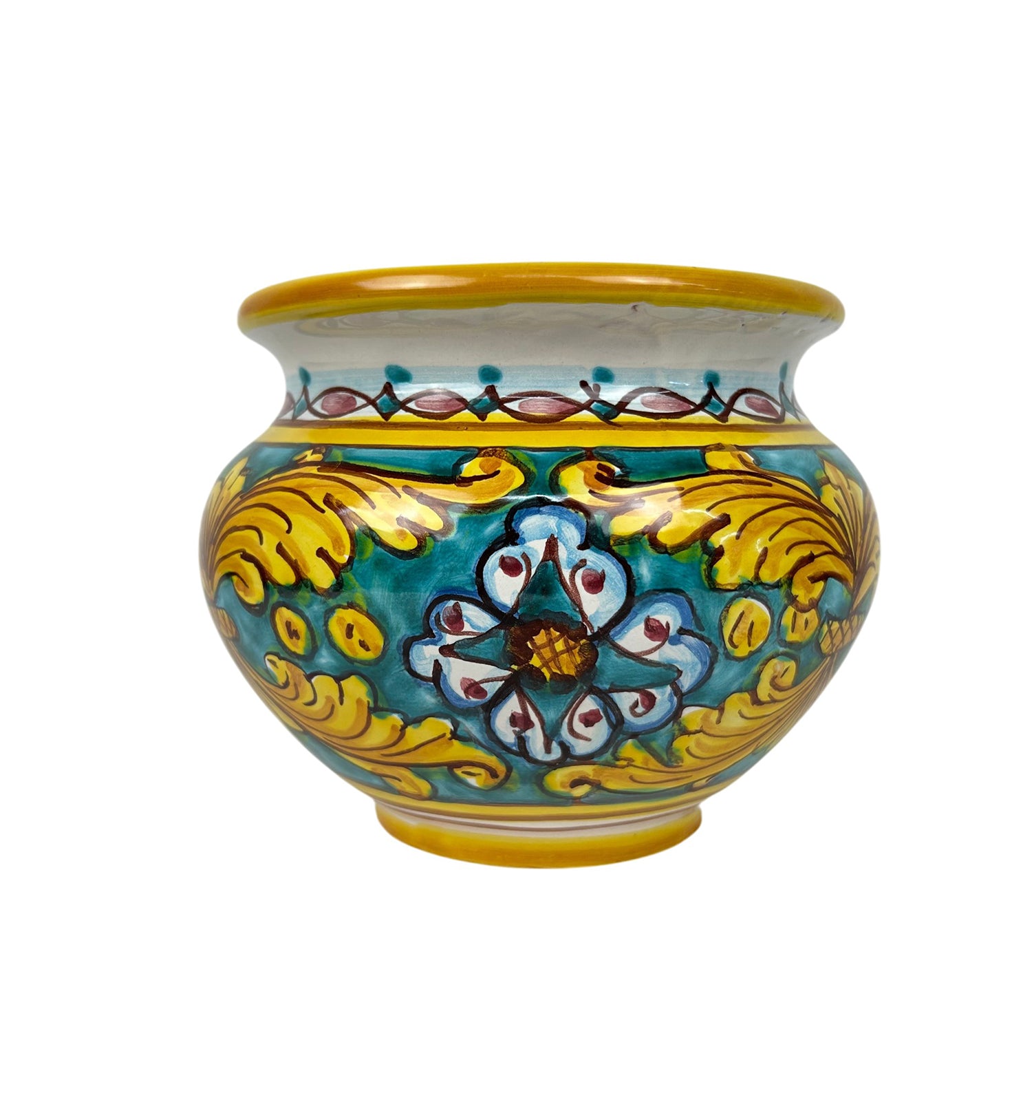 Cachepot vaso in ceramica siciliana realizzato e decorato a mano art. gomes D 15