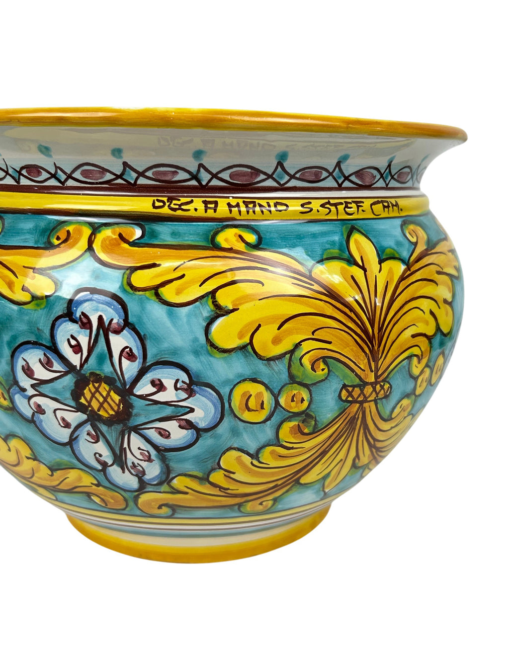 Cachepot vaso in ceramica siciliana realizzato e decorato a mano art. gomes D 28
