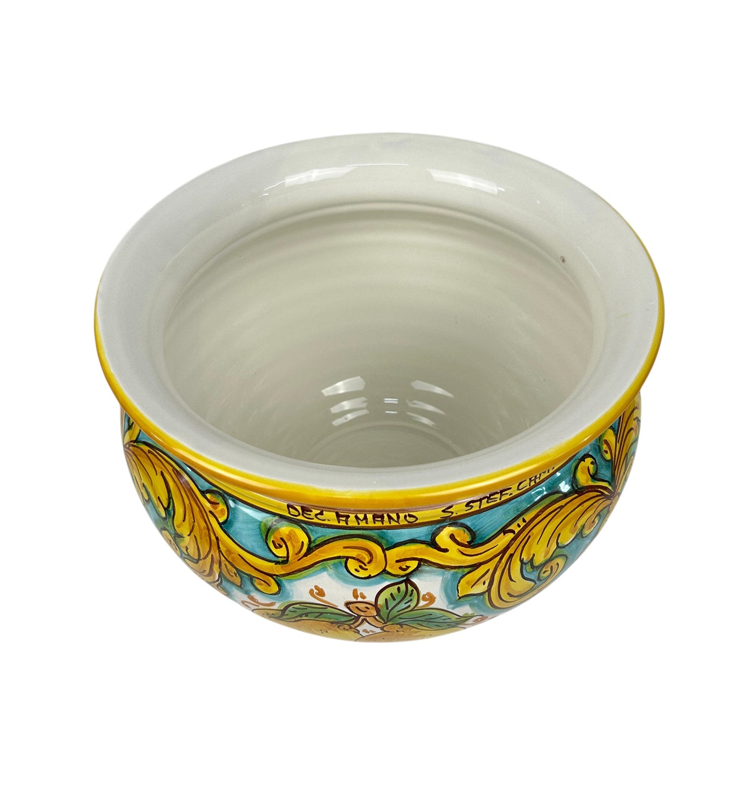 Cachepot vaso in ceramica siciliana realizzato e decorato a mano art. limoni D 28