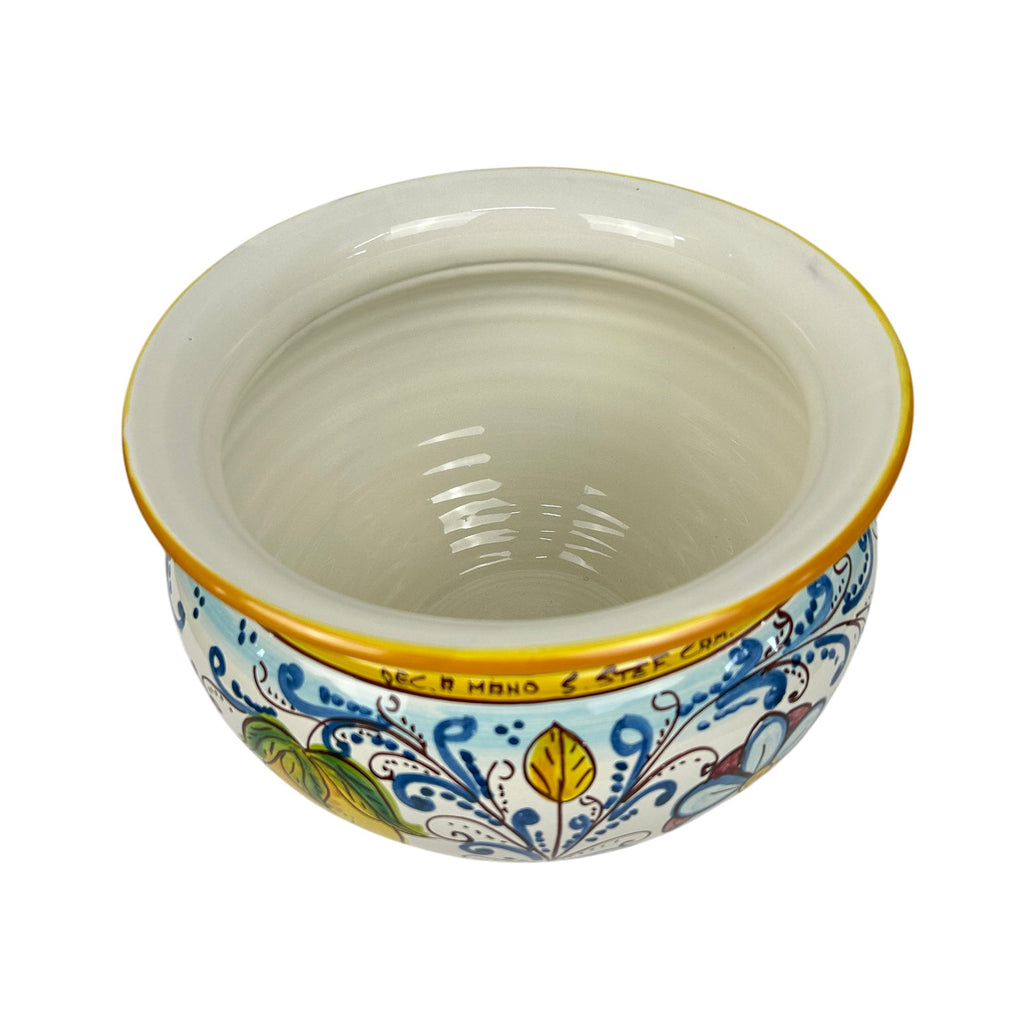 Cachepot vaso in ceramica siciliana realizzato e decorato a mano art. fiore limoni D 28