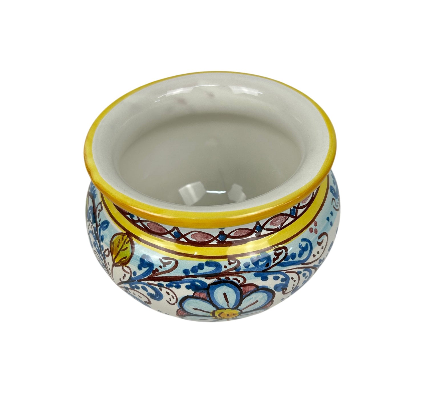 Cachepot vaso in ceramica siciliana realizzato e decorato a mano art. fiore limoni D 15