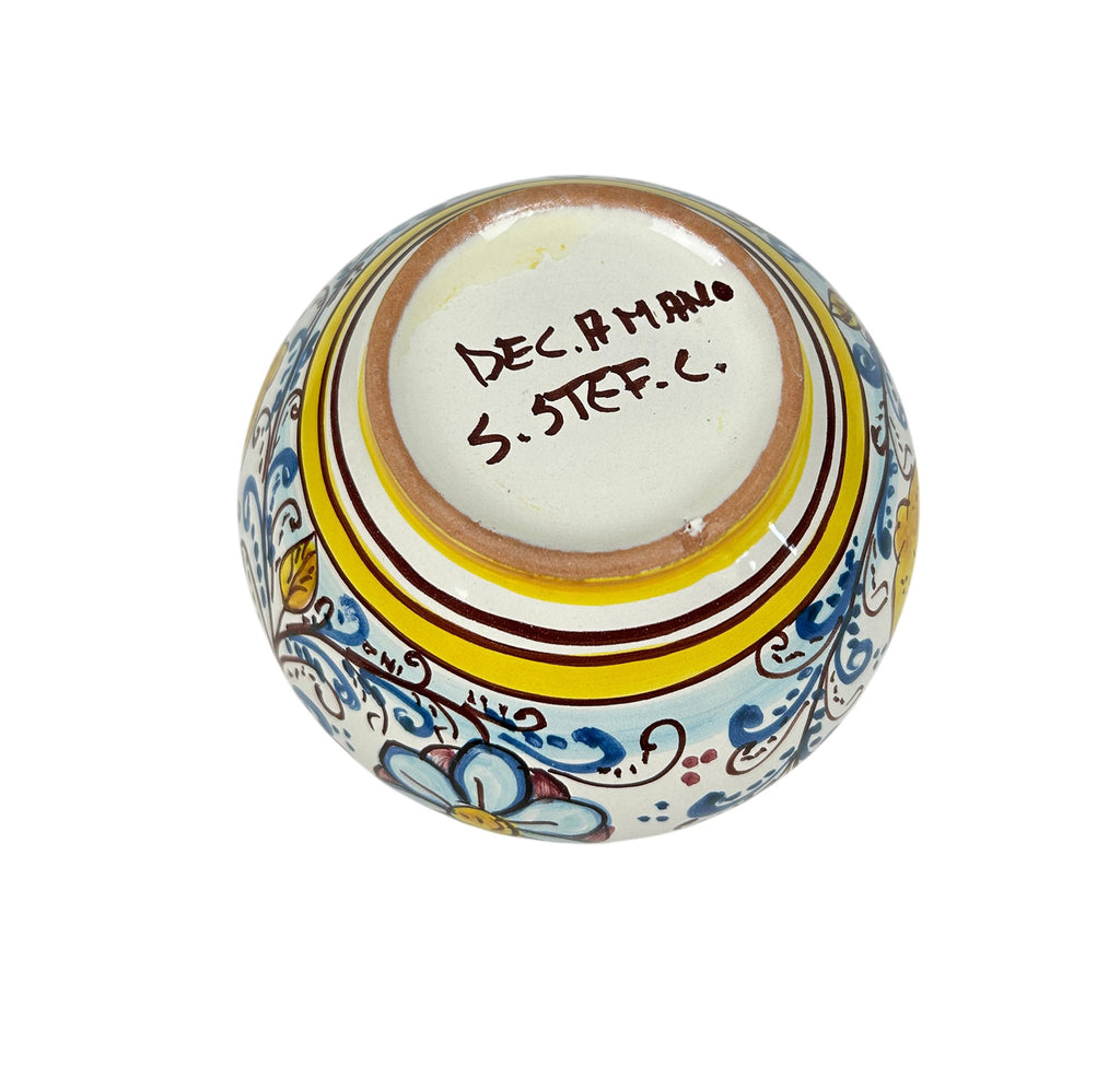 Cachepot vaso in ceramica siciliana realizzato e decorato a mano art. fiore limoni D 15