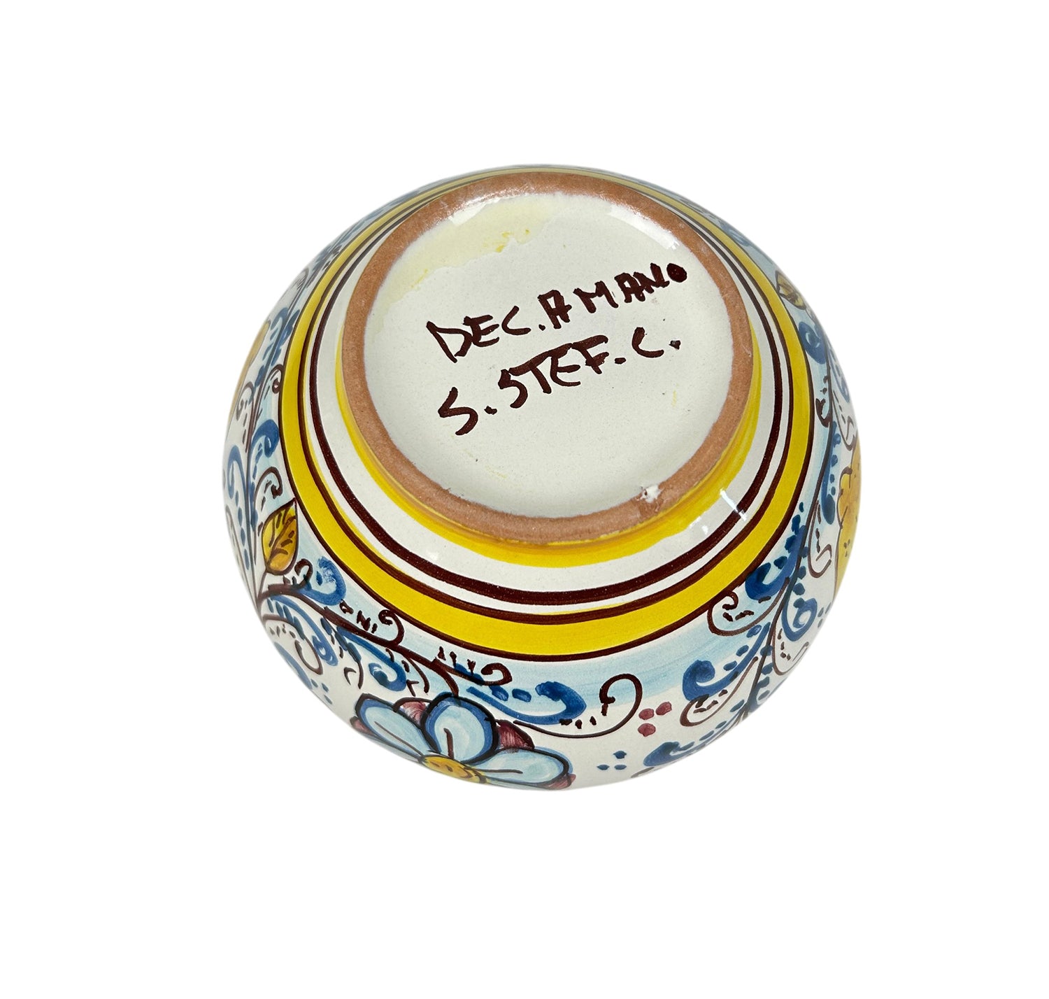 Cachepot vaso in ceramica siciliana realizzato e decorato a mano art. fiore limoni D 15