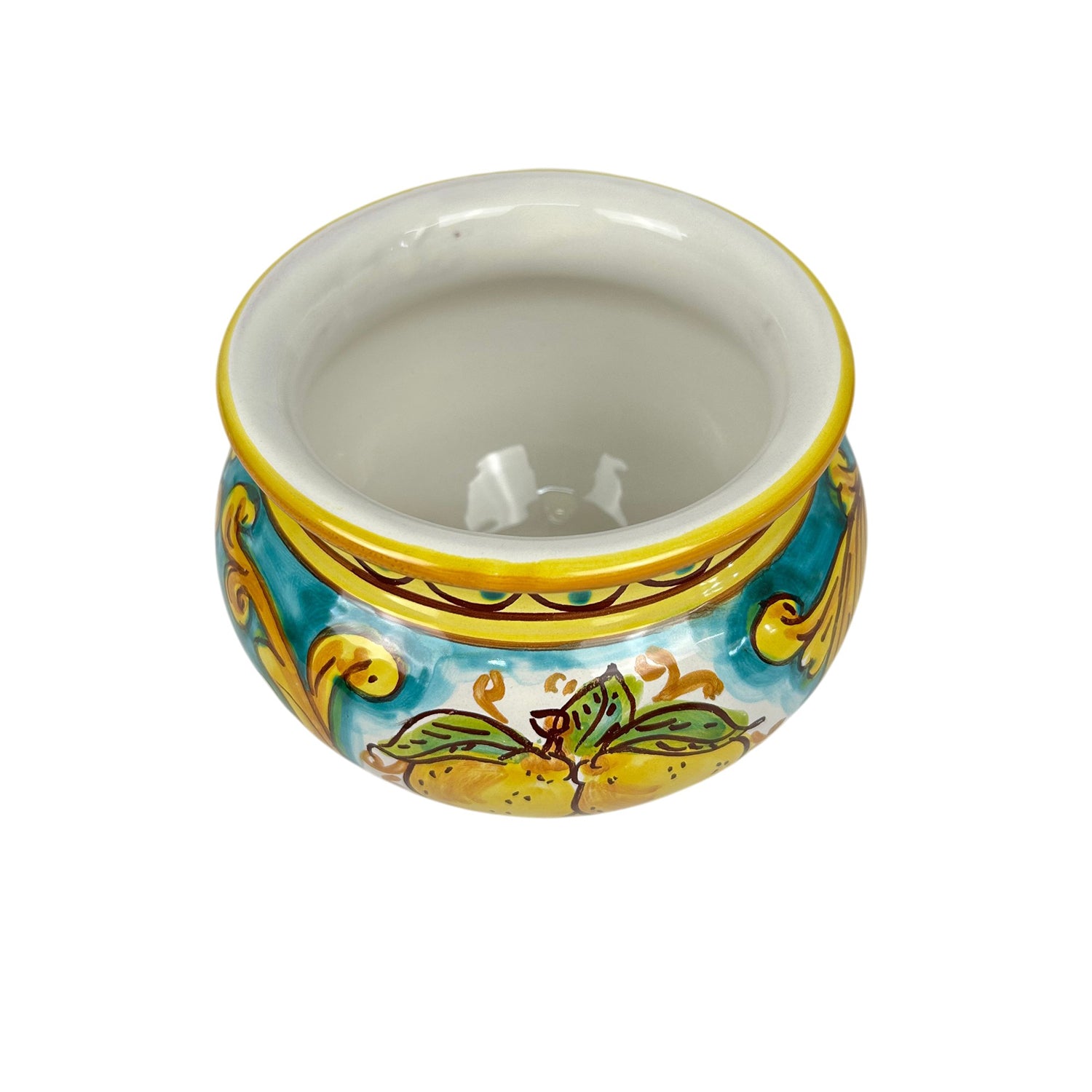 Cachepot vaso in ceramica siciliana realizzato e decorato a mano art. limoni D 15