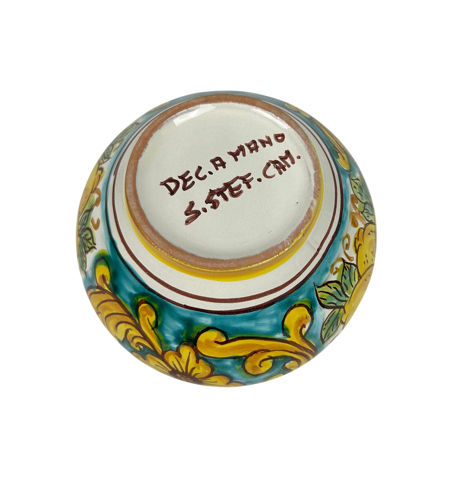 Cachepot vaso in ceramica siciliana realizzato e decorato a mano art. limoni D 15