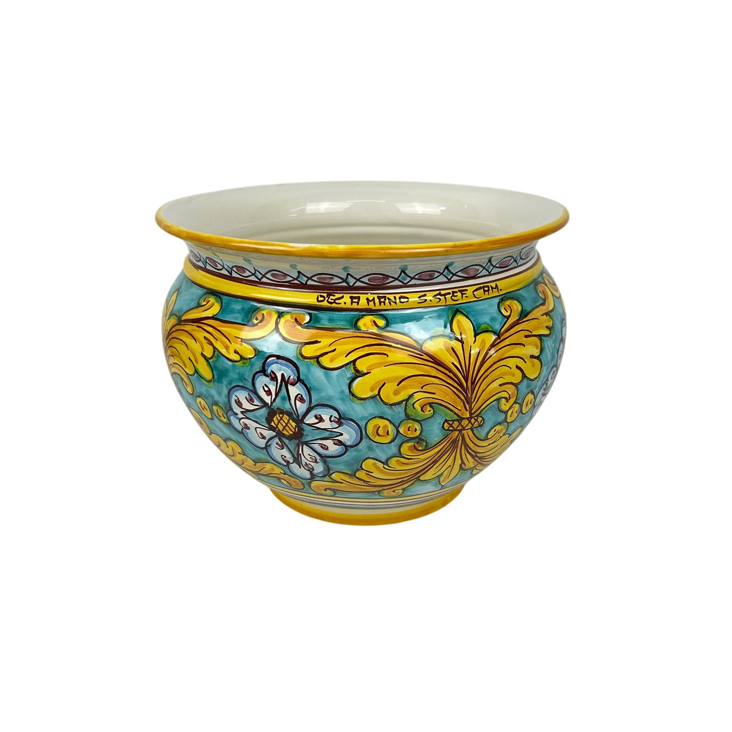 Cachepot vaso in ceramica siciliana realizzato e decorato a mano art. gomes D 28
