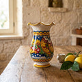 Vaso grande lavorato in ceramica decorata a mano da ceramisti siciliani fiore rosso art 16