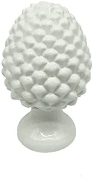 Modern ceramic pine cone handcrafted and decorated white gdm art 21003PW 