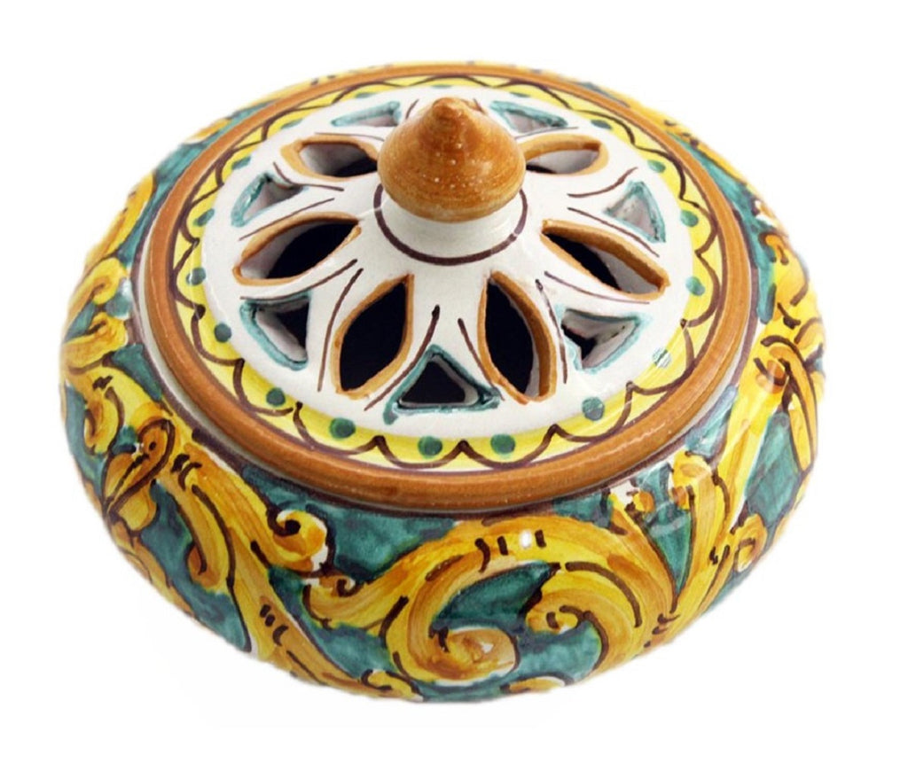 Small ceramic candy holder hand decorated by Sicilian ceramists gianluca art 2