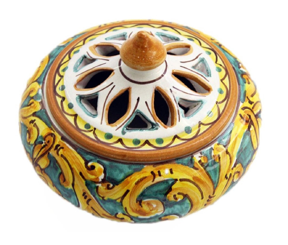 Small ceramic candy holder hand decorated by Sicilian ceramists gianluca art 2