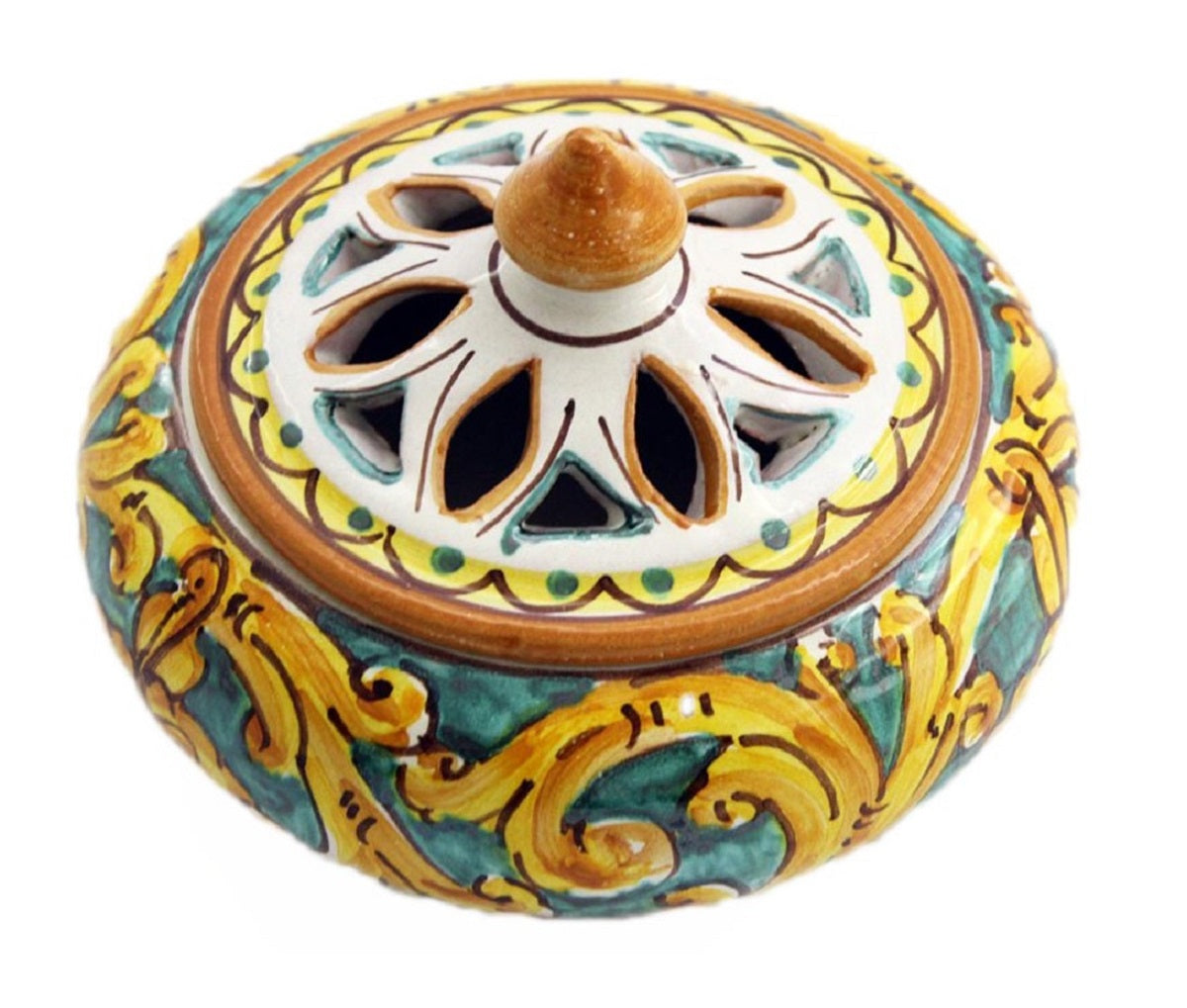 Portacaramelle piccolo in ceramica decorata a mano da ceramisti siciliani gianluca art 2