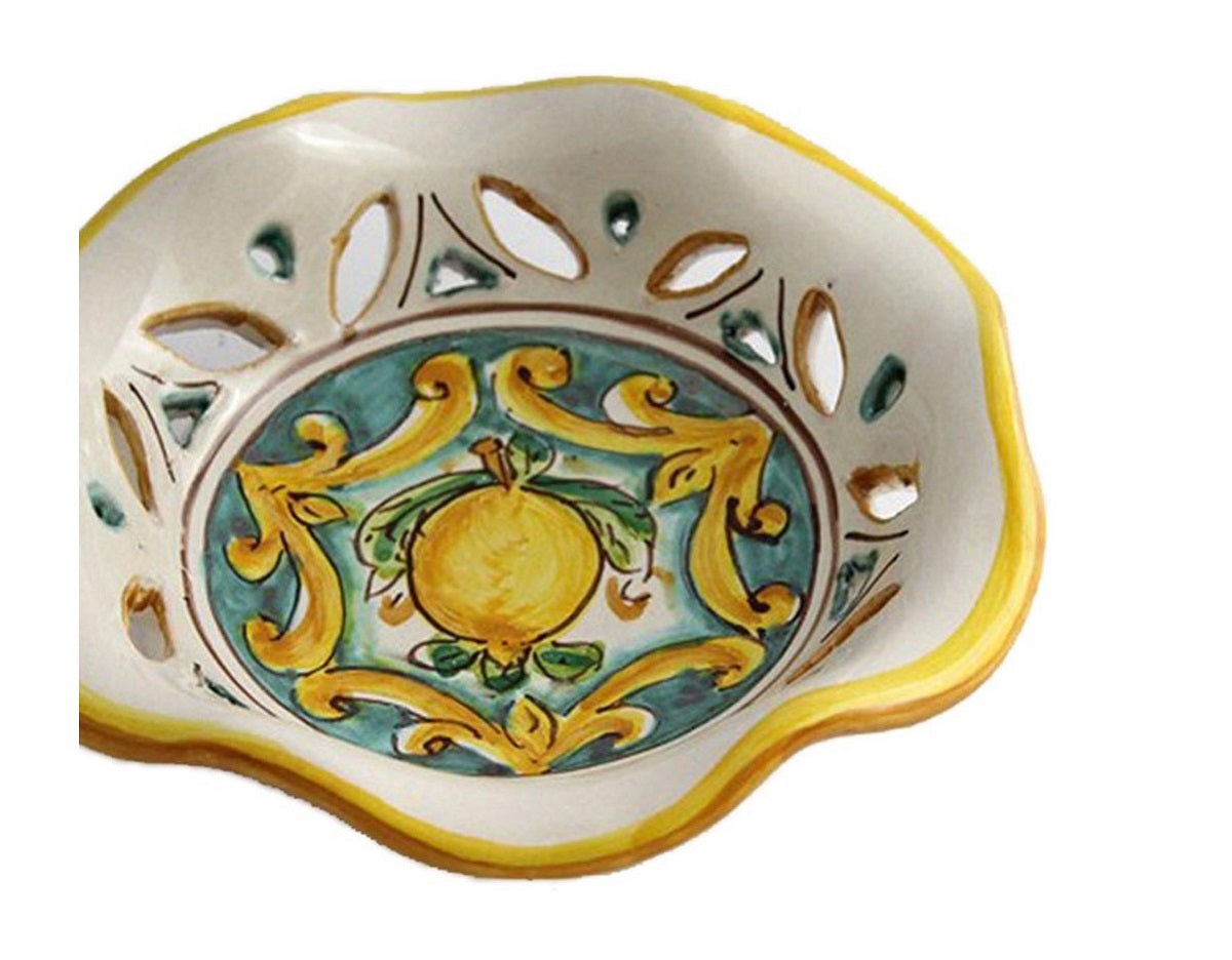 Ciotola piccola in ceramica decorata a mano da ceramisti siciliani limoni art 23